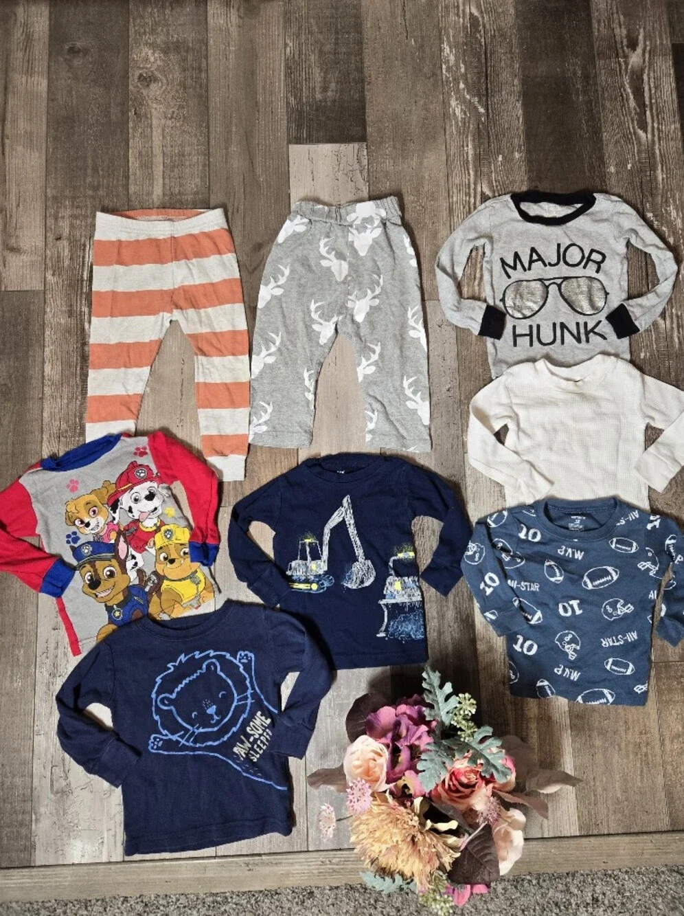 Assorted Baby Boy Pajama Tops & Bottoms – 8pc Bundle – Size 12M / 12–18M / 18M
